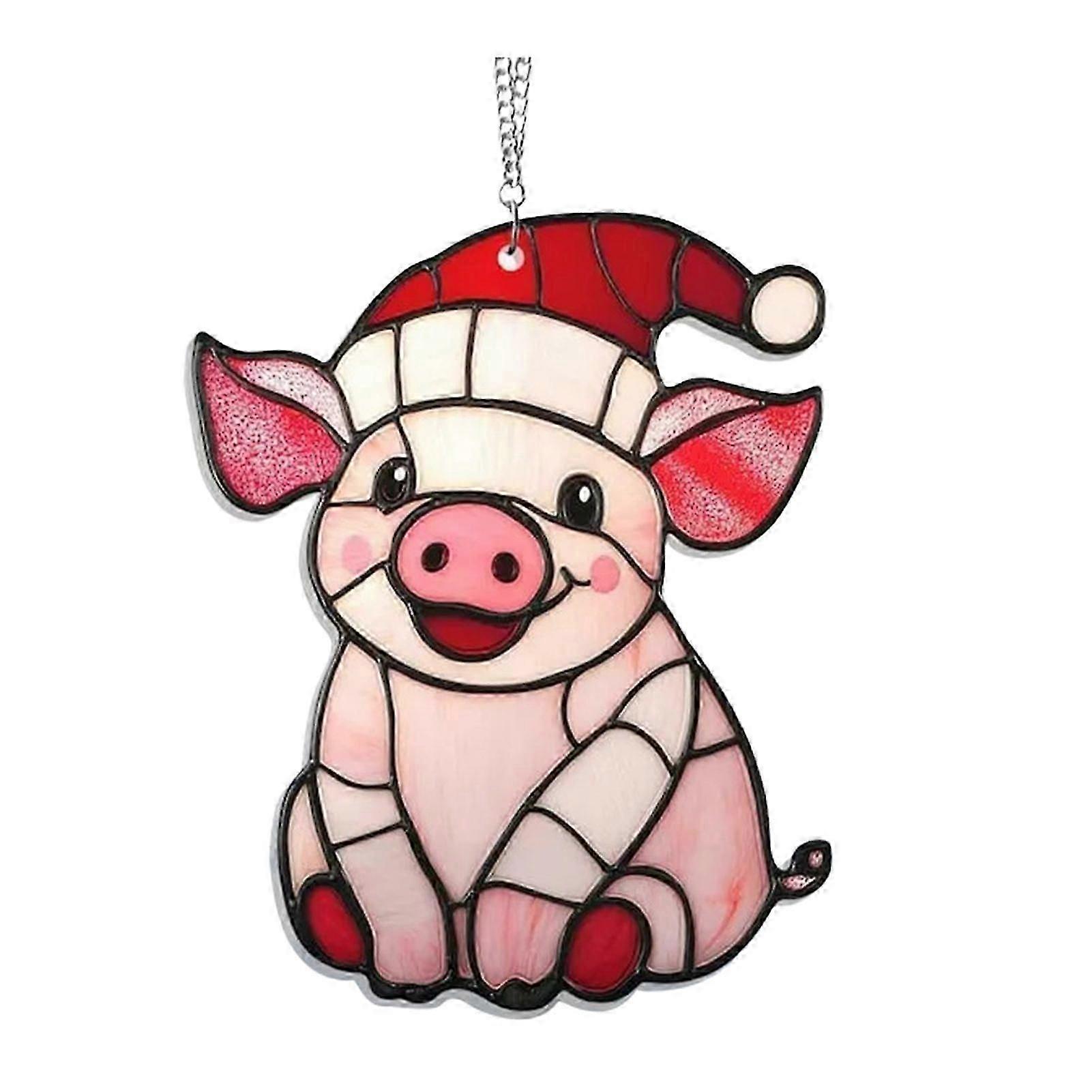 Pig Christmas Ornament Christmas Tree Hanging Ornaments Pink Pig Keepsake for Xmas Tree Window Door Holiday Decor