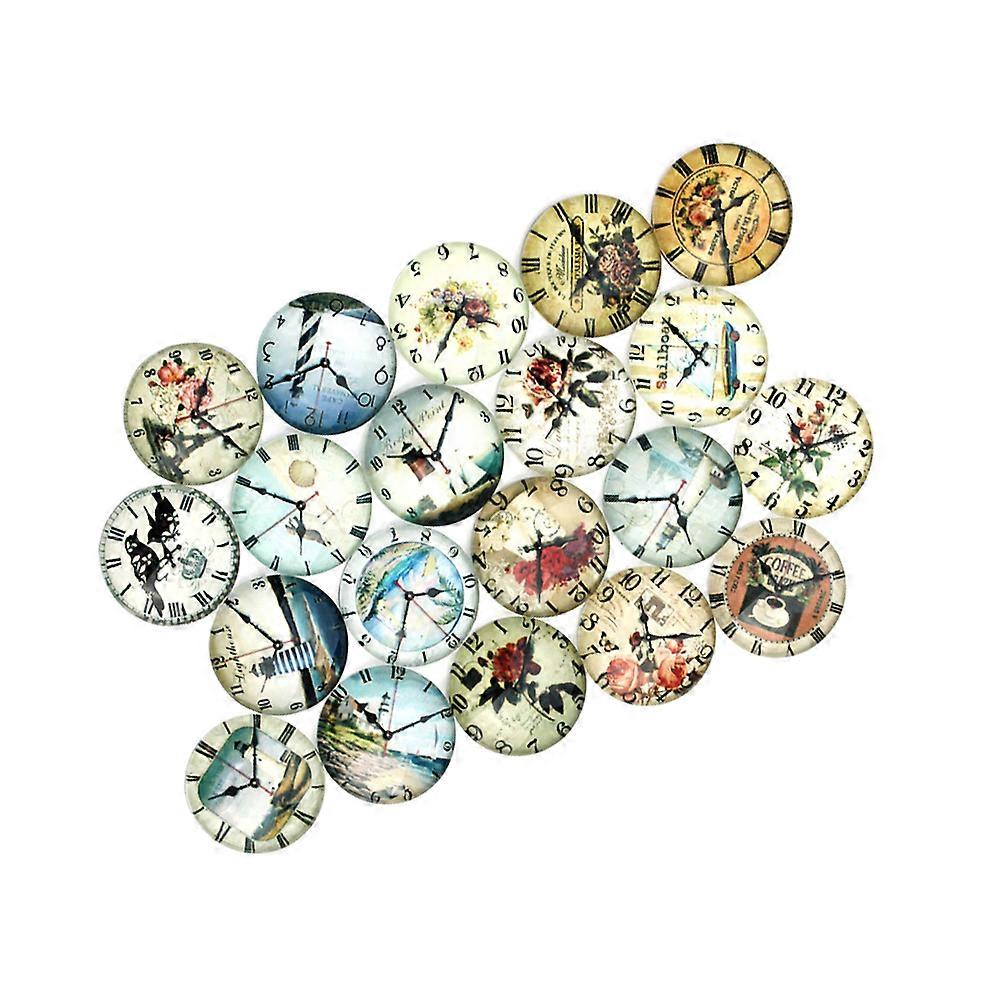 Jewelry Finding Clock Pattern Glass Patch for Jewelry Making 20Pcs Set