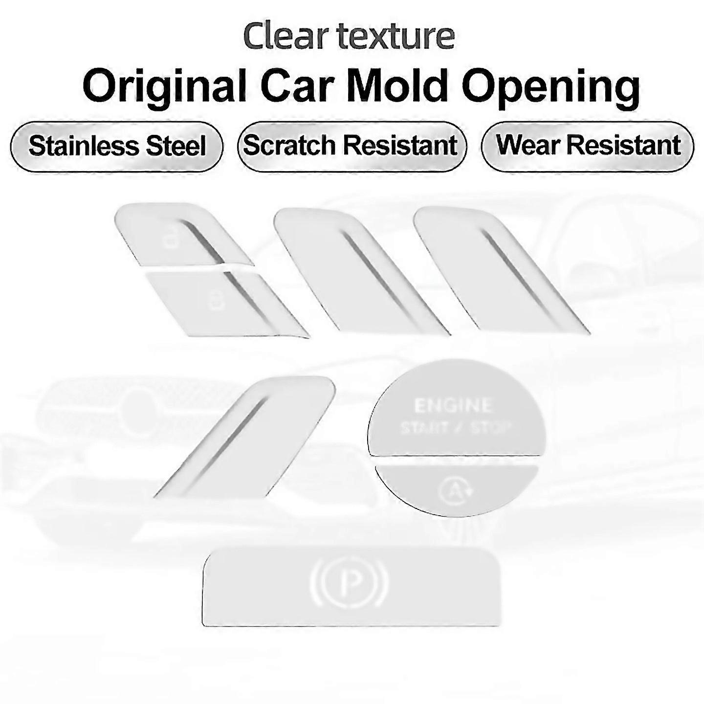 For One Key Start Headlight Handbrake Door Button Sticker For Silver