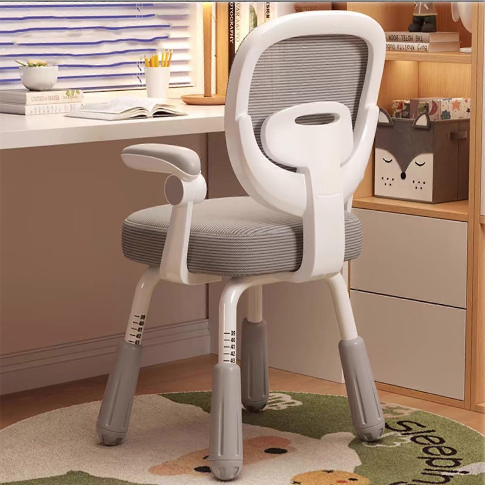 Children's Desk Chairs, Lightweight Plastic Chairs, Handrails, Breathable Mesh, Grey With Armrests