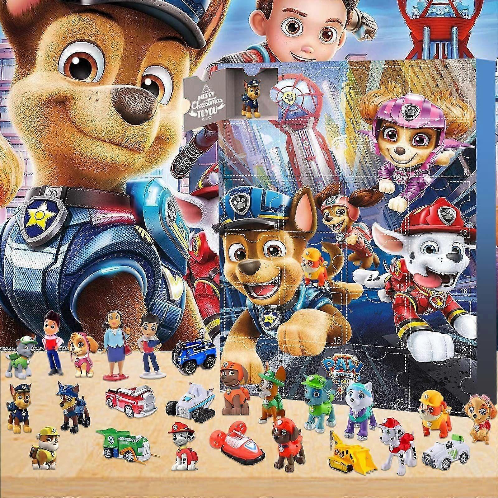 Advent Calendar Mug 2024 with 24 Patrol Figures Dolls Toys Christmas Countdown Calendar Blind Box
