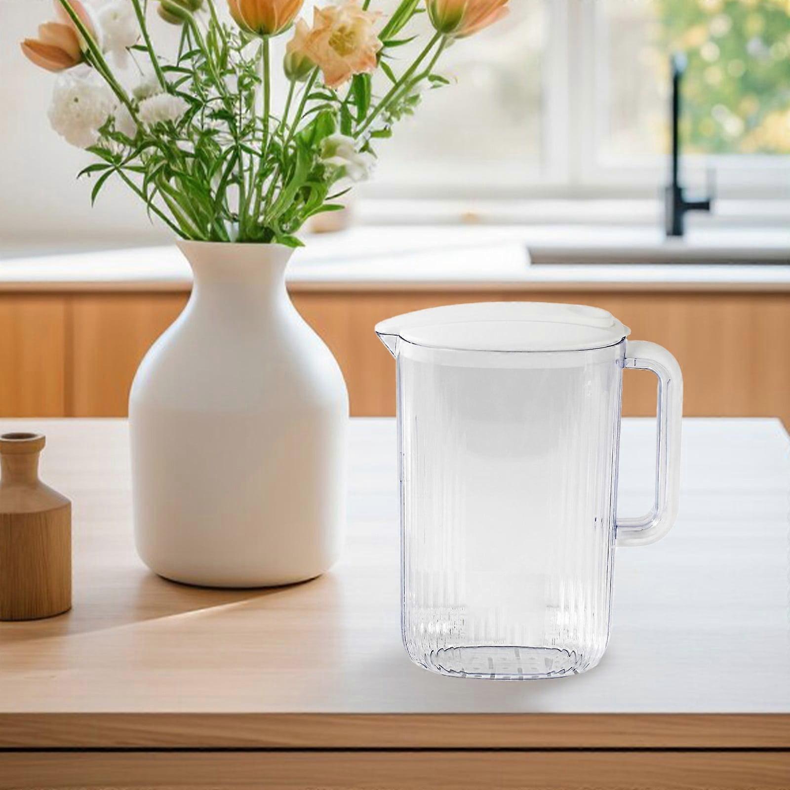 TAKTUK Gallon Pitcher with Lid, Clear Plastic Water Jug, Iced Tea & Juice Container with Spout Handle for Fridge, Compatible with Standard Faucets