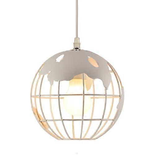 Flush Mount Ceiling Lighting Fixtures, Industrial Metal Pendant Lamp, Hollow Lampshade, E27 Base, 30cm White
