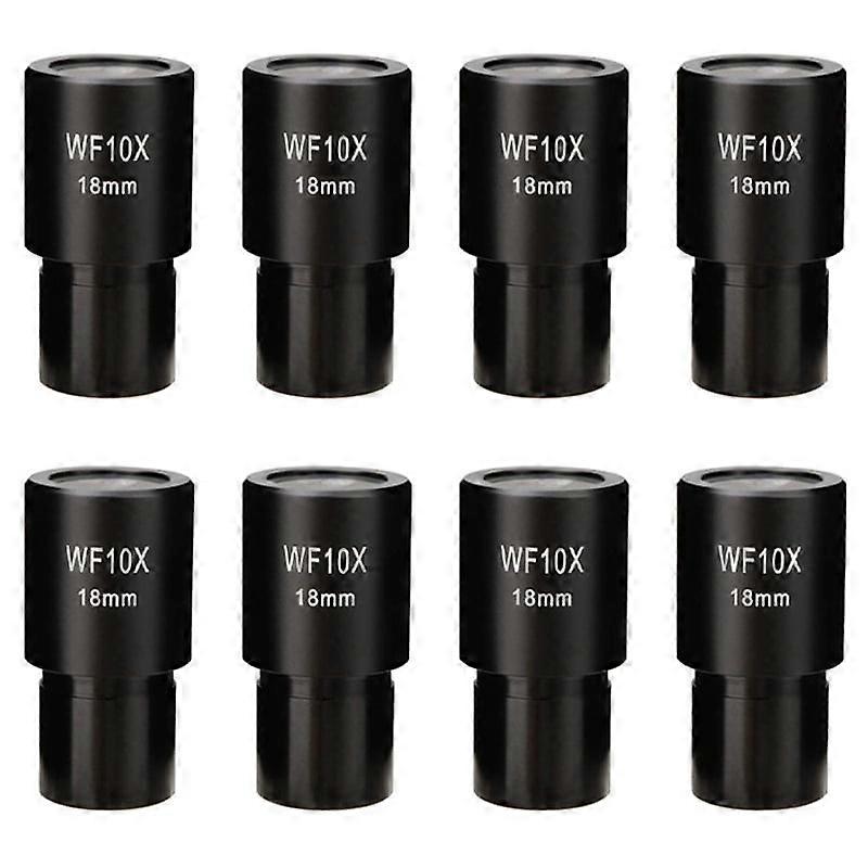 8 Pcs 10X Microscope Eyepiece Wide Angle Optical Lenses Adapter Field 18mm Professional Ocular Lens Standard