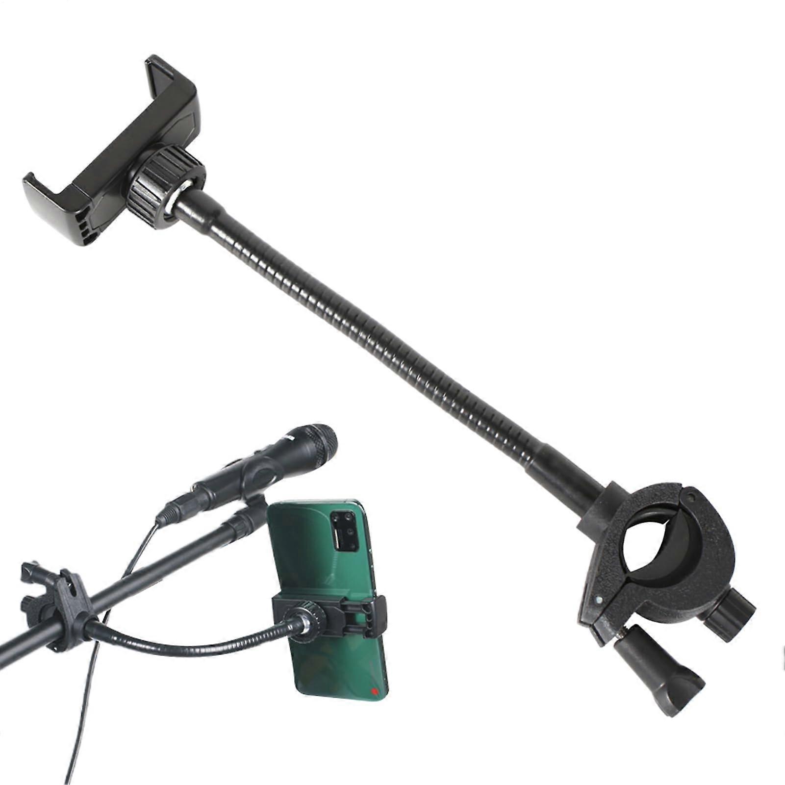 Stand Phone Holder, Adjustable Flexible Long Gooseneck Arm Cellphone Mount For Drum Smartphone, Club Studio Compatible