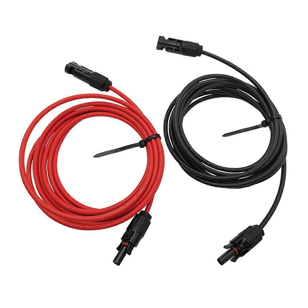 1 Pair Red Black Double Ends Solar Extension Cable with Connector 6mm2 Connector Solar Panel Cable P