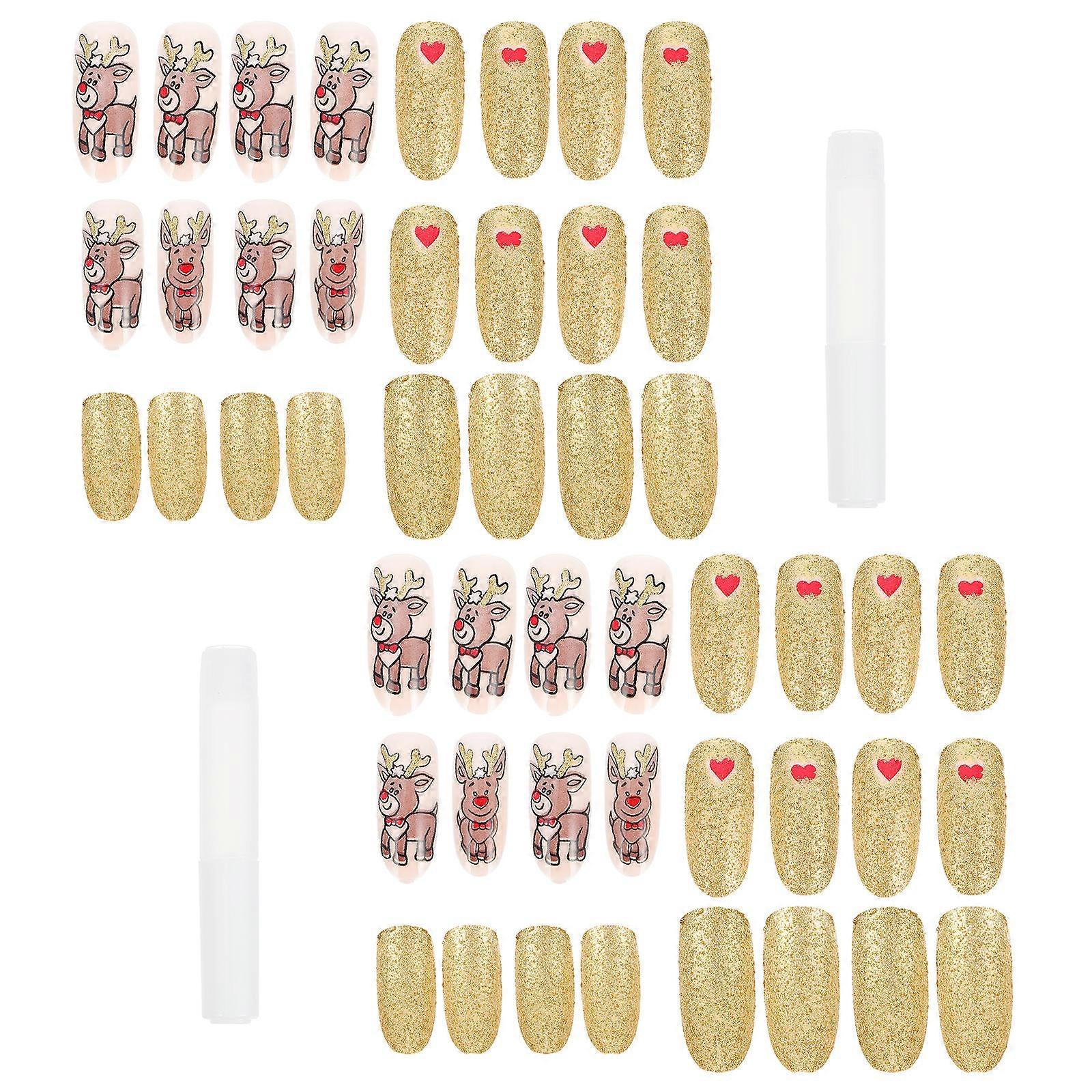 Christmas False Fake Nails 48Pcs Set for Nail Art Featuring Assorted Color