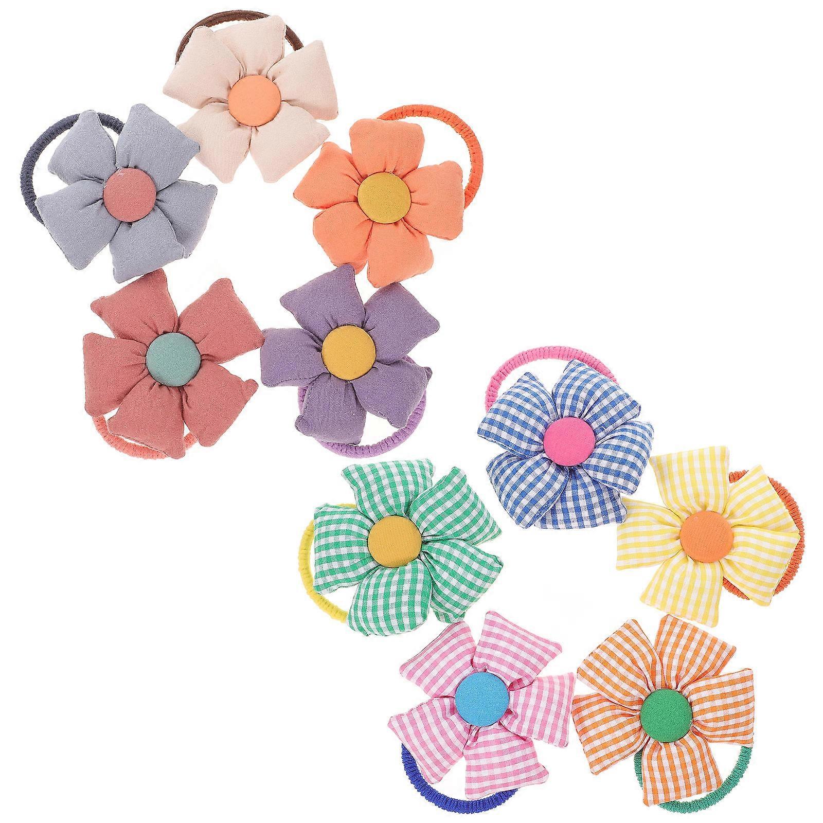 Assorted Color Flower Hair Rings For Hair Decoration And Party 20 Pcs Elastic Ponytail Holders