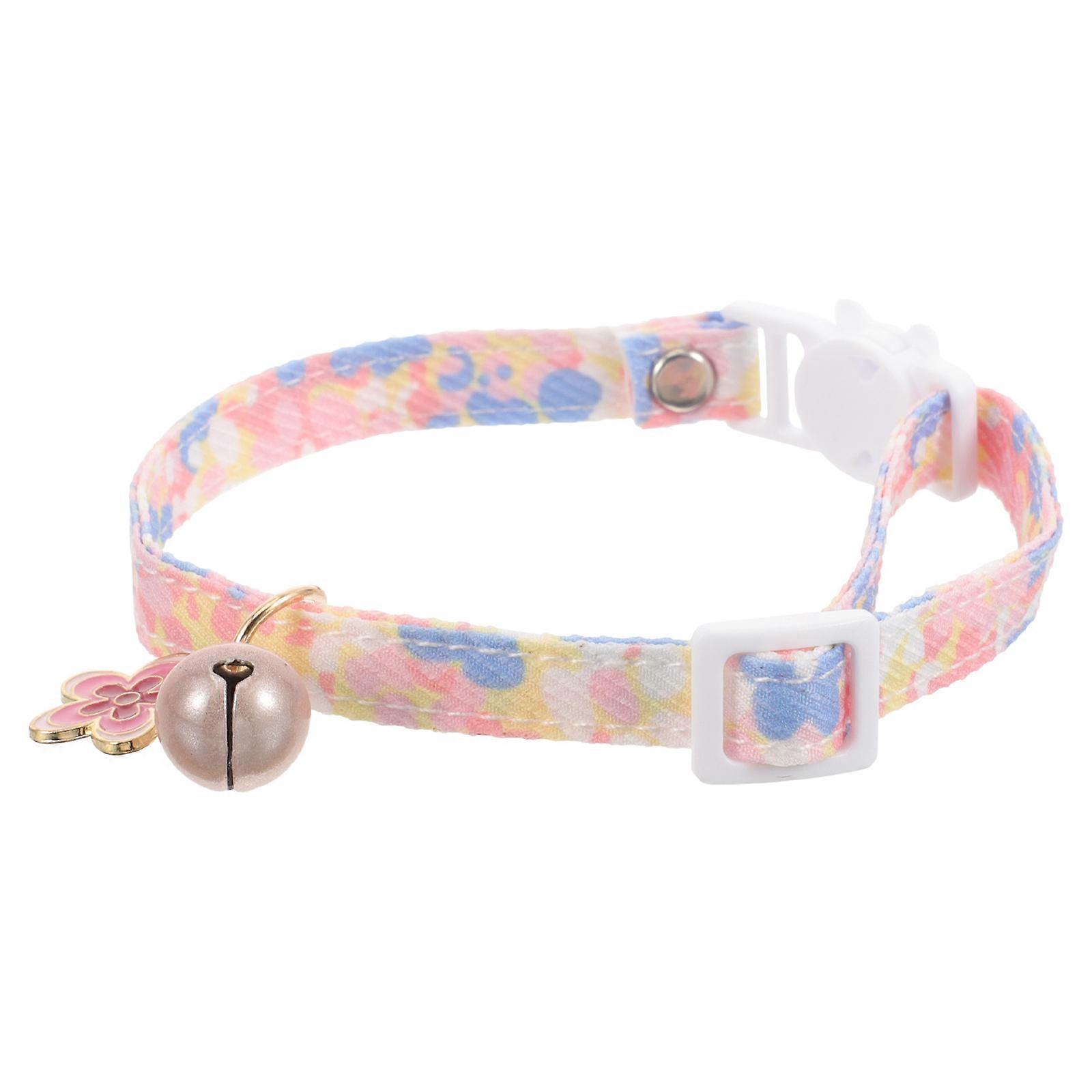 Adjustable Cat Collar 4Pcs Cute Cat Gift With Bell Pendant For Small Pets In Pink Polyester Material Suitable For Various Occasions