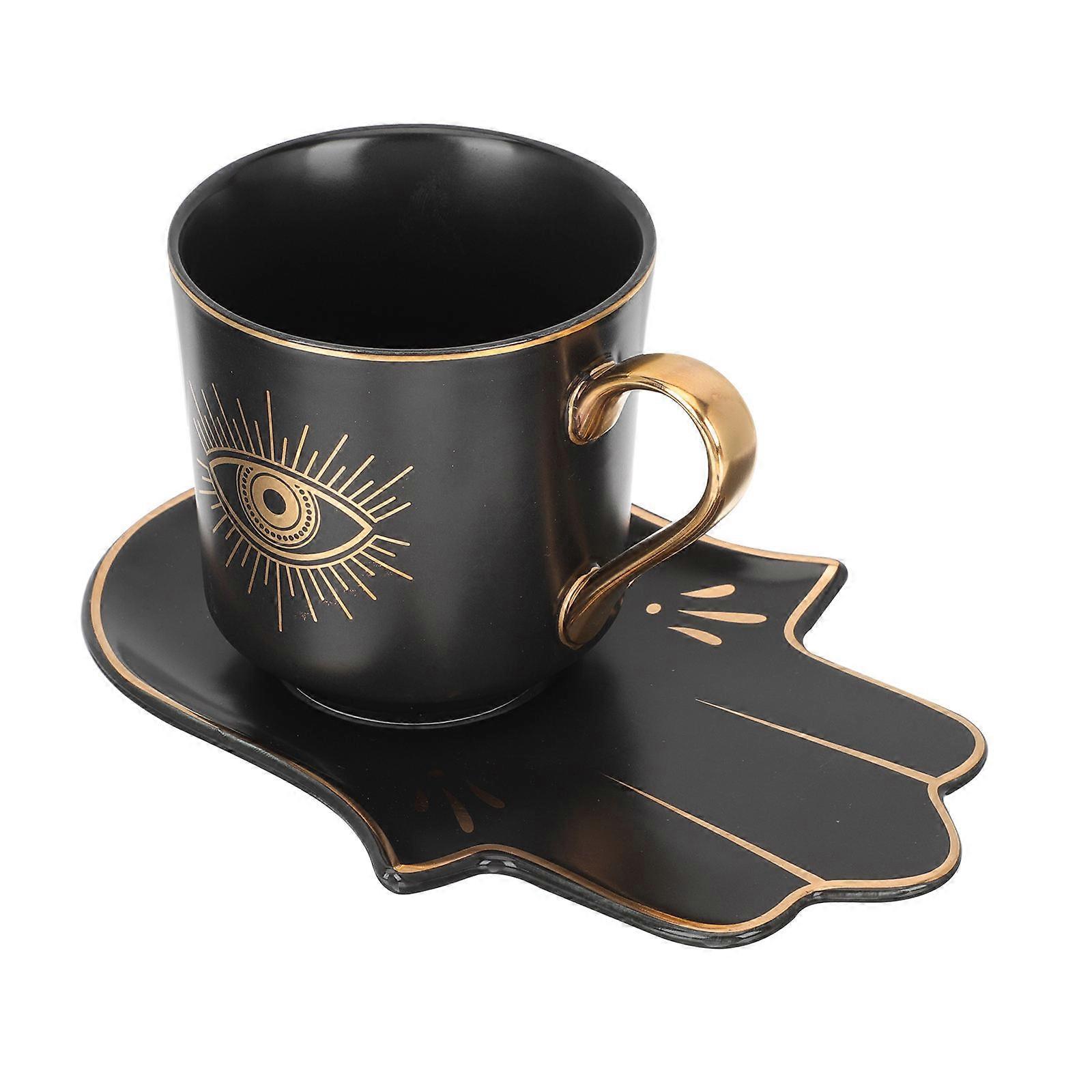 European Style Milk Drinking Cup 2Sets Ceramic Drinkware with Tray