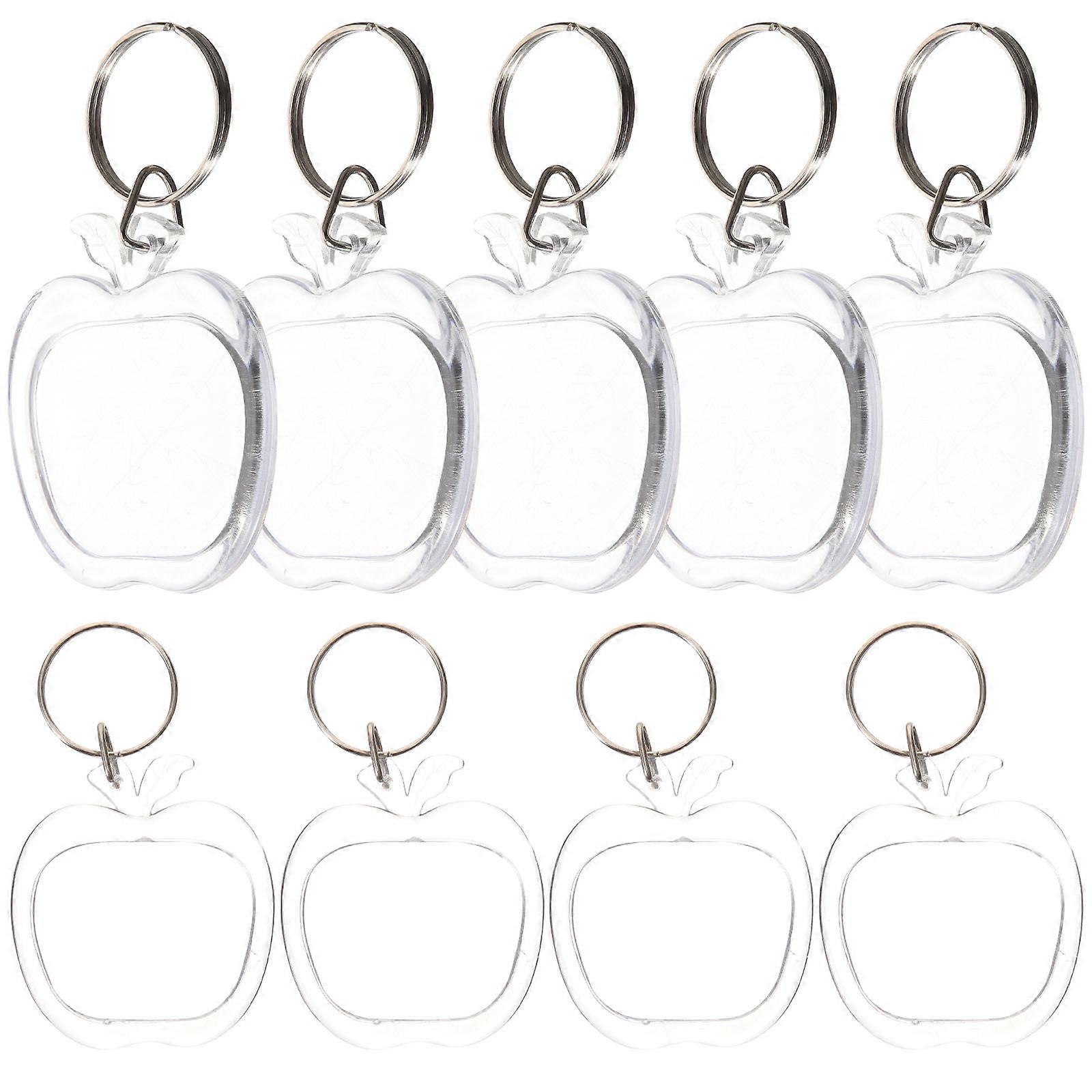 Clear Photo Frame Key Rings Apple Shape Acrylic Key Chains for Decoration 20 Pieces
