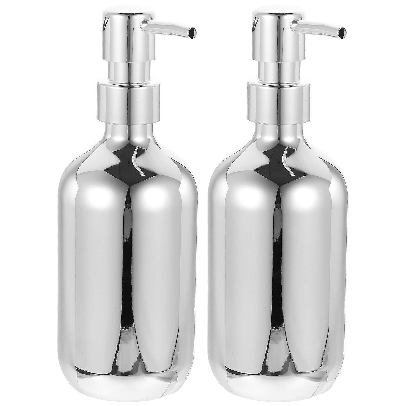 Refillable 6 Pcs Shampoo Bottle Dispenser For Hotel Use With Pump Spacious Liquid Storage Stylish Silver