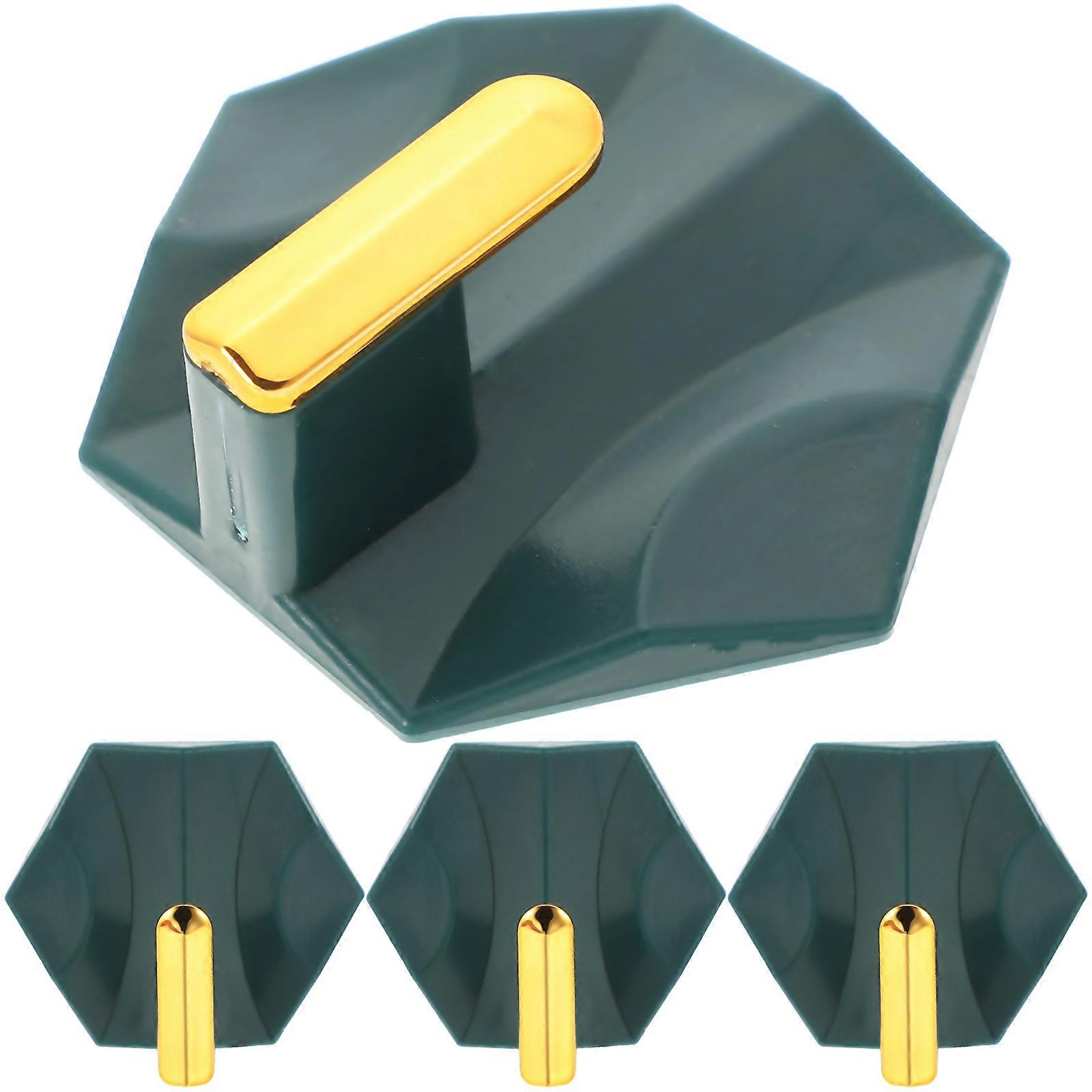 Storage Adhesive Hooks Heavy Duty Door Wall Hanging Simple Design Green 4Pcs