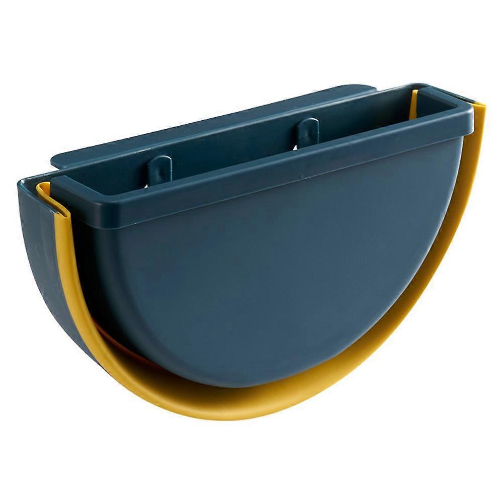 Storage Container Folding Waste Bin Wall Mounted for Storage 2Pcs Dark Blue