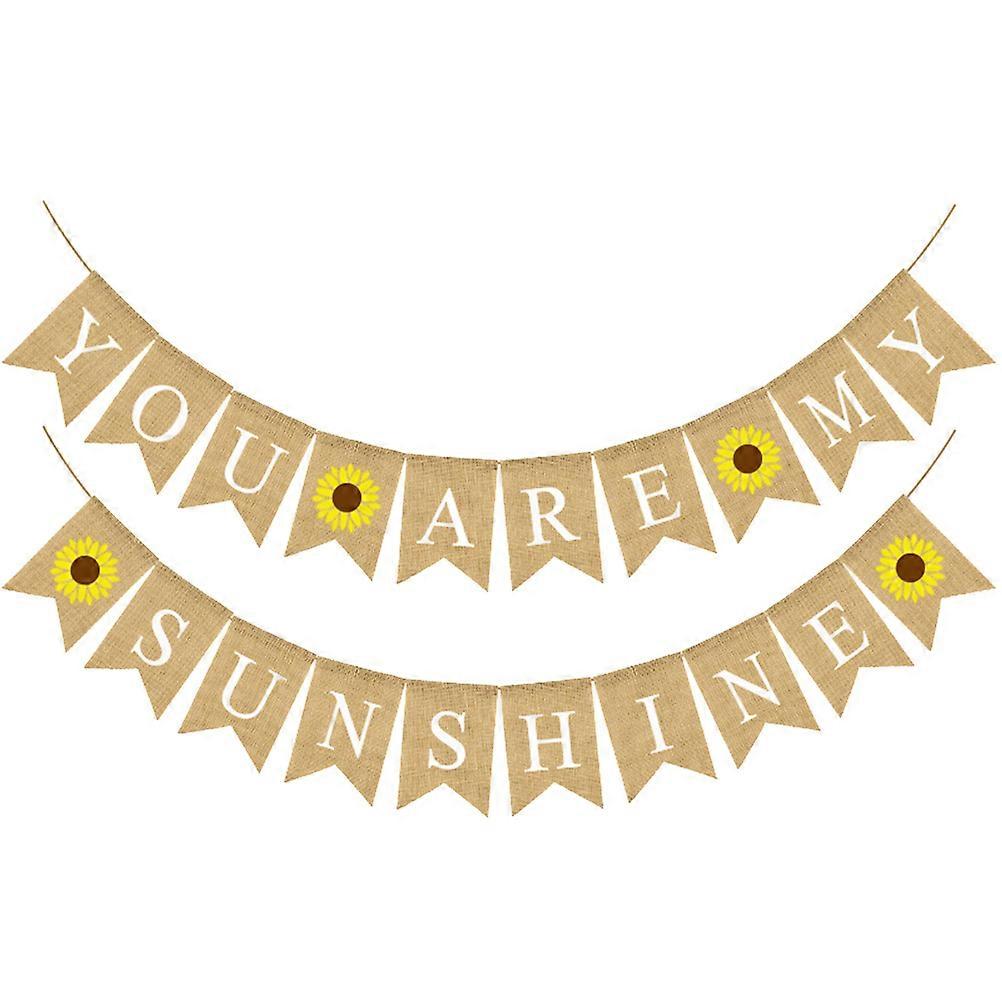 Children's Birthday Party Photo Prop 2 Sets Khaki Rectangular Banner Decoration For Themed Parties 18X14X0.1Cm