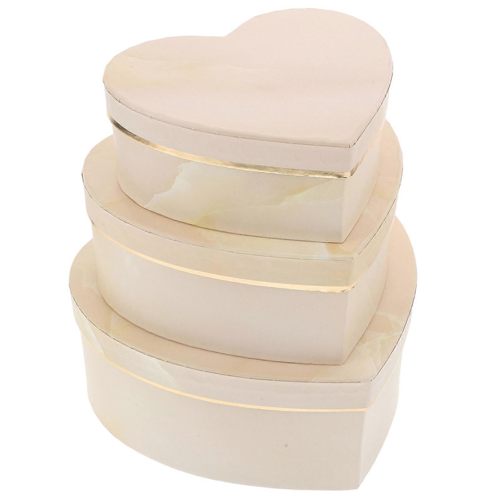 Heart Shaped Box Gift Wrapping Box for Storage 6Pcs Beige Marble Design