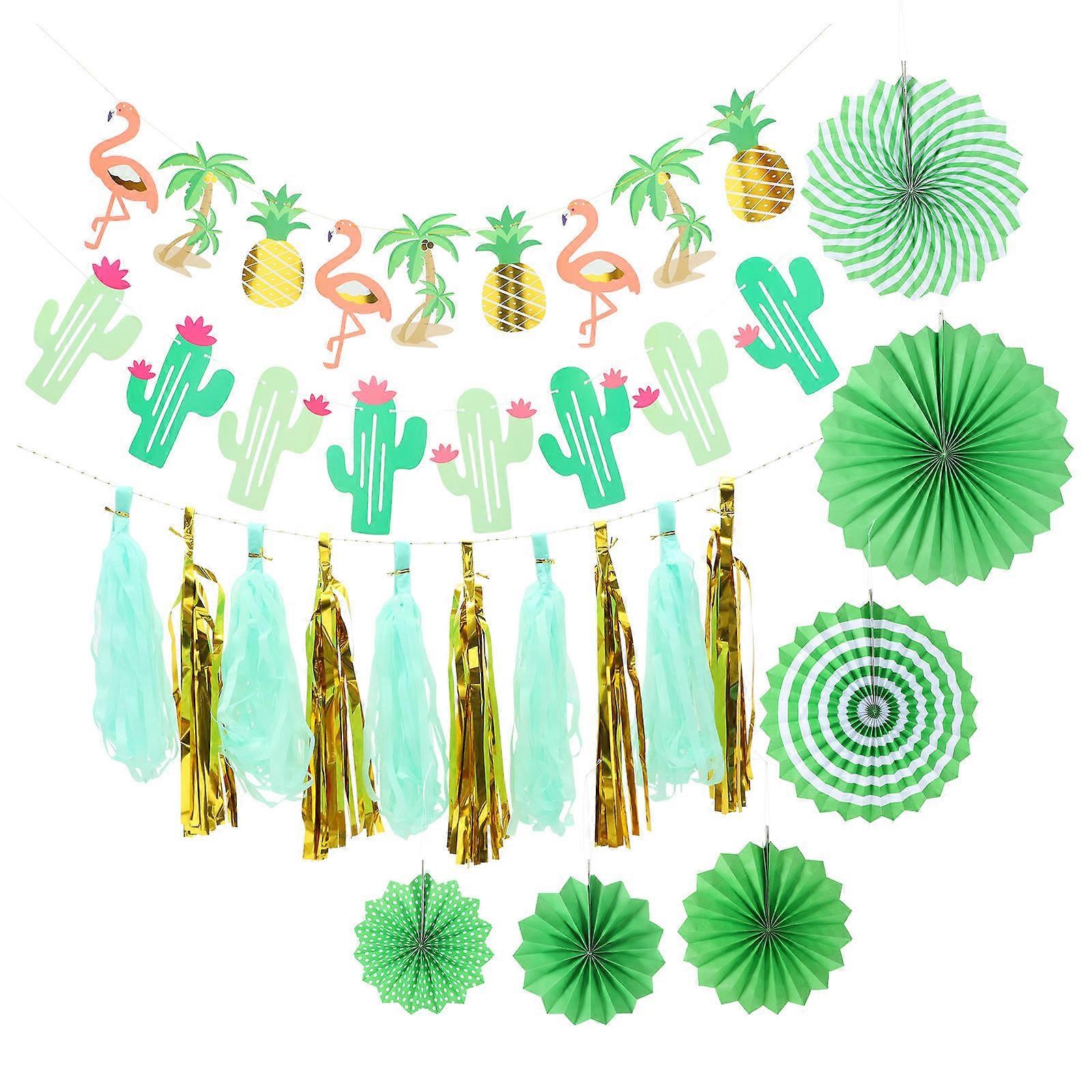 Hawaiian Hanging Paper Decoration Party Favor Pack with 2Sets Paper Ornaments