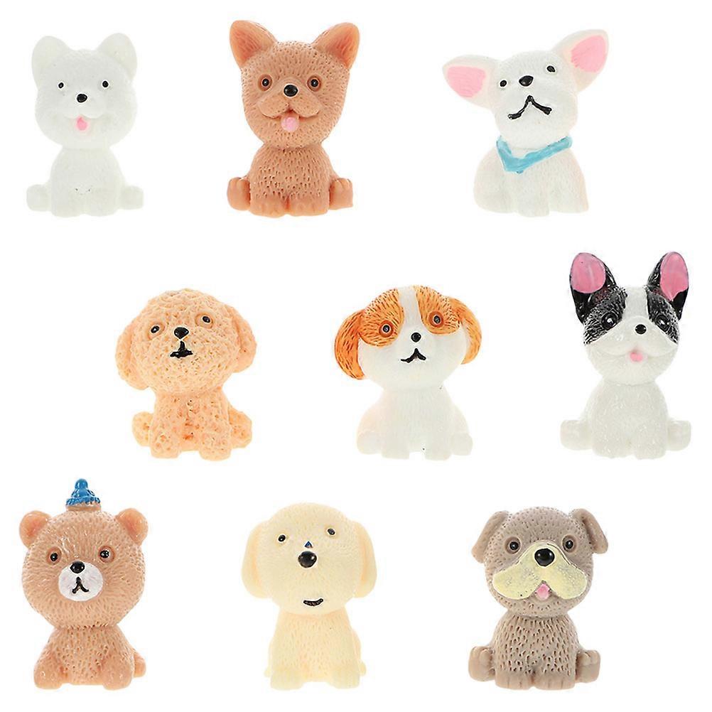 Resin Puppy Figurines Miniature Dog Figures for Decoration 9Pcs Set