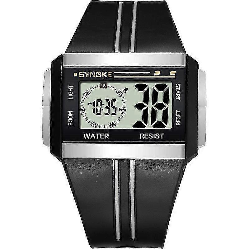 25-26 SYNOKE 9222 Men Large Screen Square Multi-Function Waterproof Luminous Electronic Watch