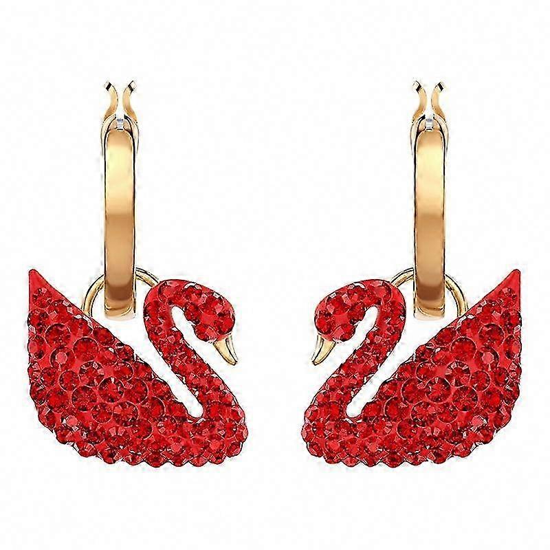 ローズゴールドブラックホワイトパールグラデーションスワンイヤリングガールフレンドバレンタインデーギフト用