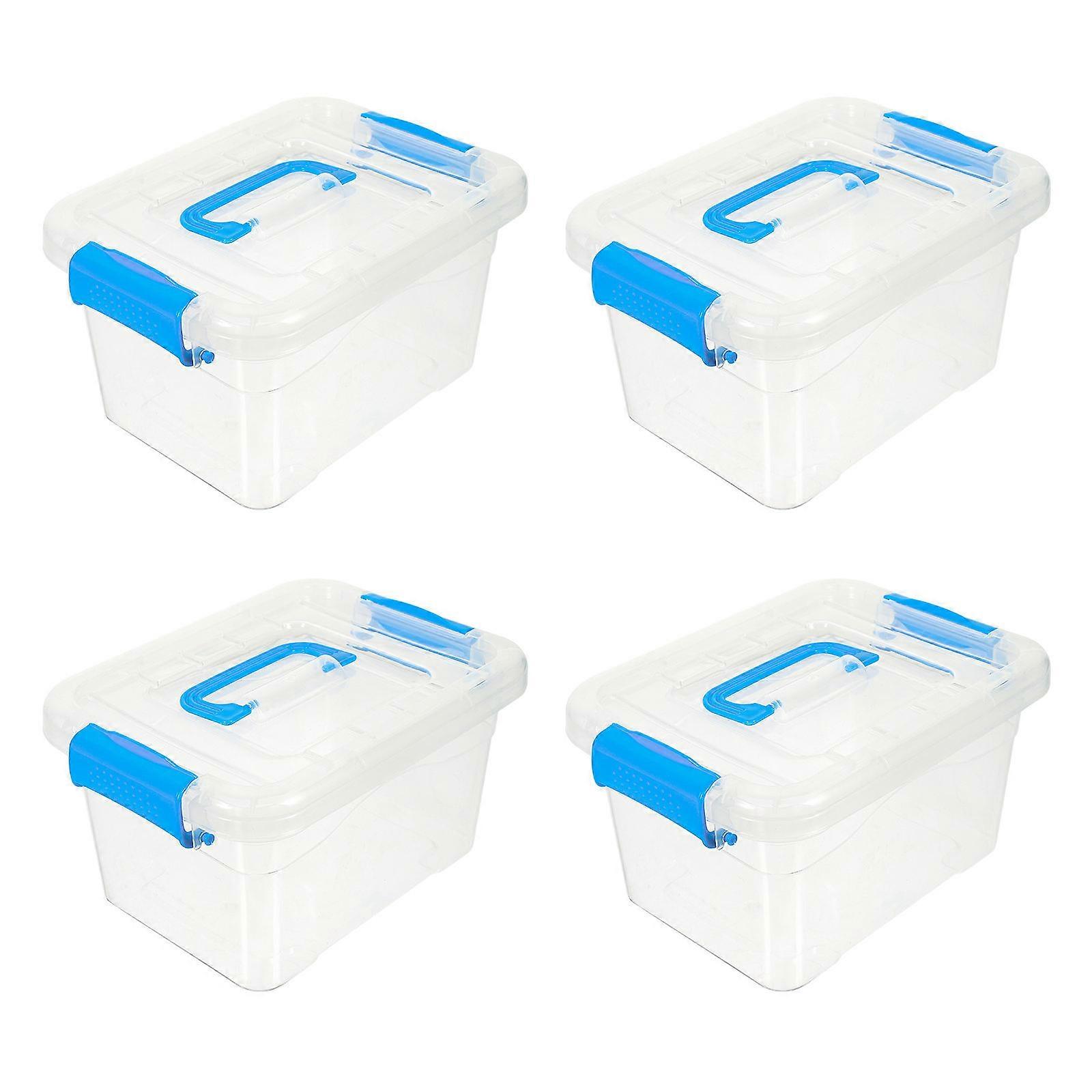 Blue Desktop Organizer Box Handheld Storage Box with Lid 8Pcs for Storage Use