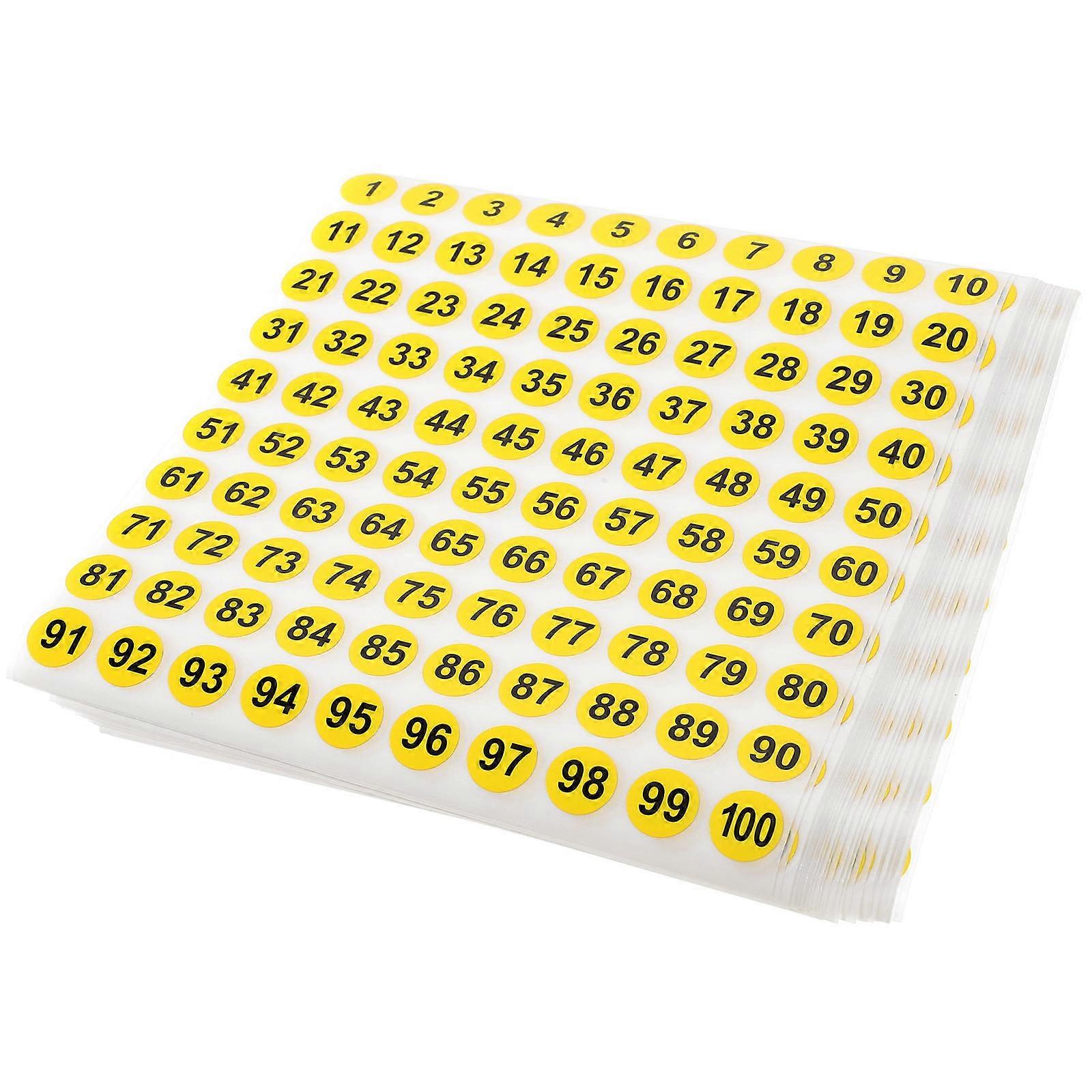Waterproof Yellow Number Stickers 400 Sheets For Keys Storage Cabinet Labeling Decor