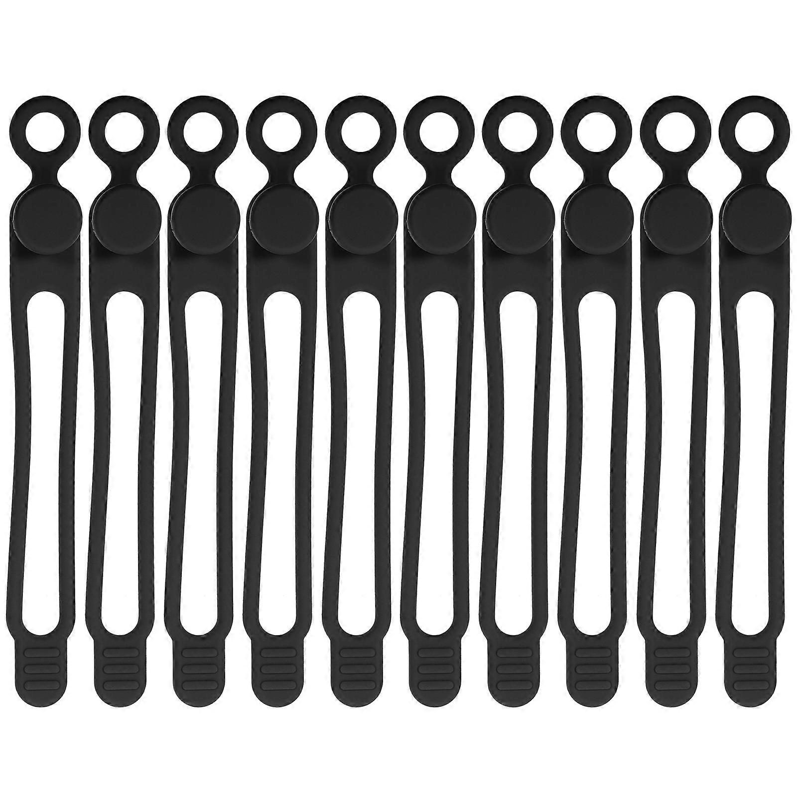 Silicone Cable Ties for Wire Management 30Pcs Black Reusable Set