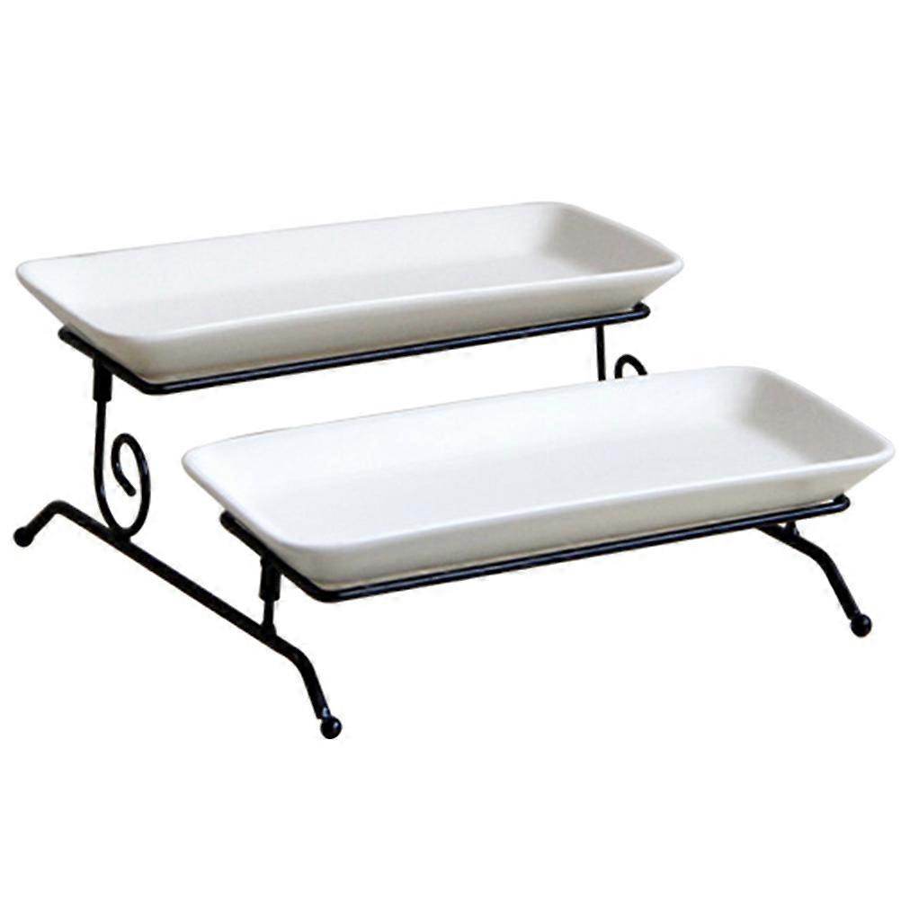 Cake Tiered Stand for Dessert Serving 1Set Ceramic White Tray