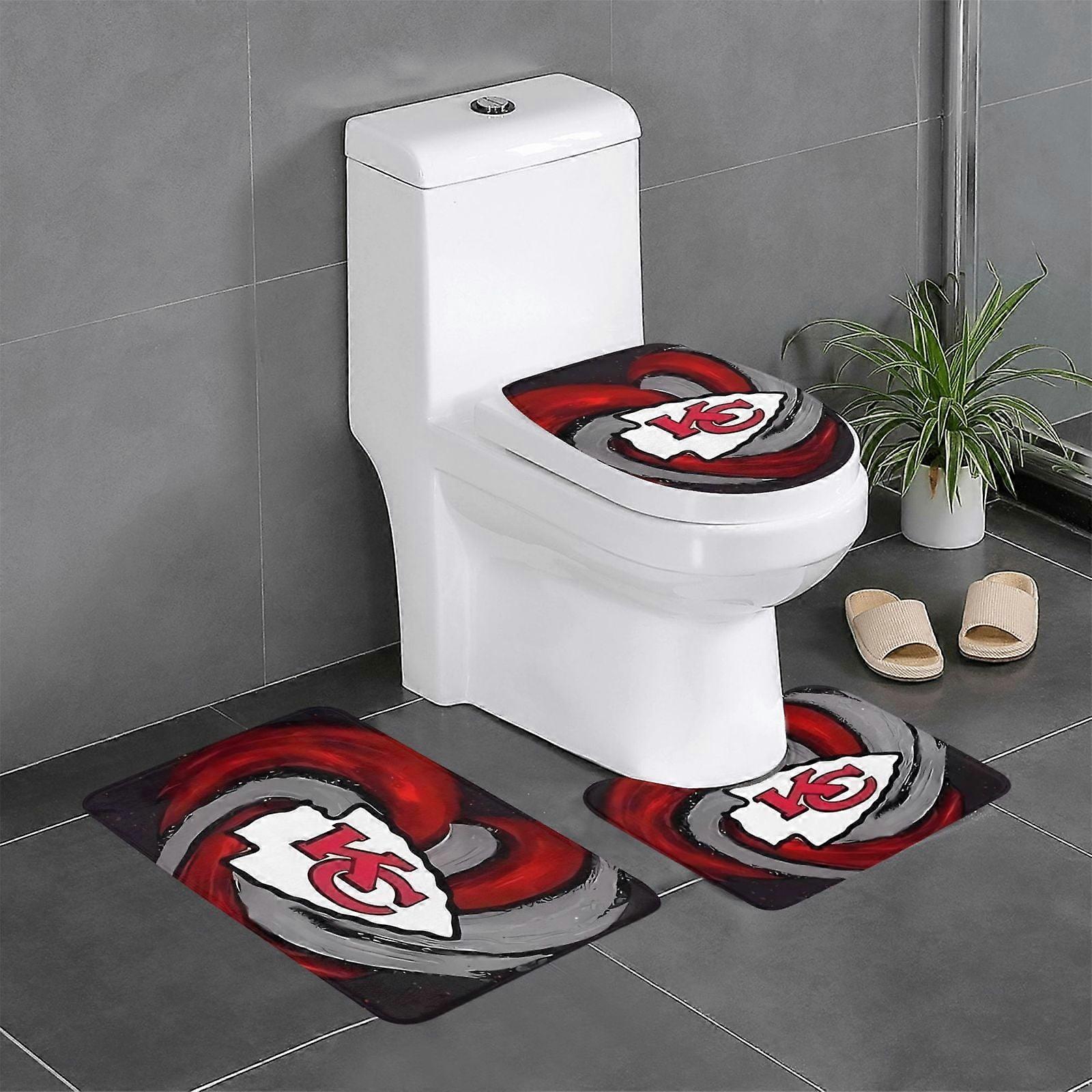 KC_Chiefss Team 3-delt badeværelsestæpper sæt Badeværelse skridsikkert tæppe 31,5x20in