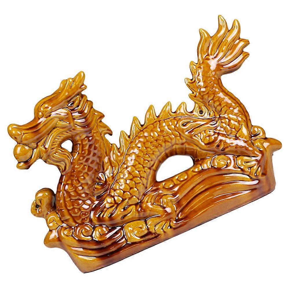 Ceramic Dragon Statue for Decoration 3Pcs Golden Tabletop Figurine