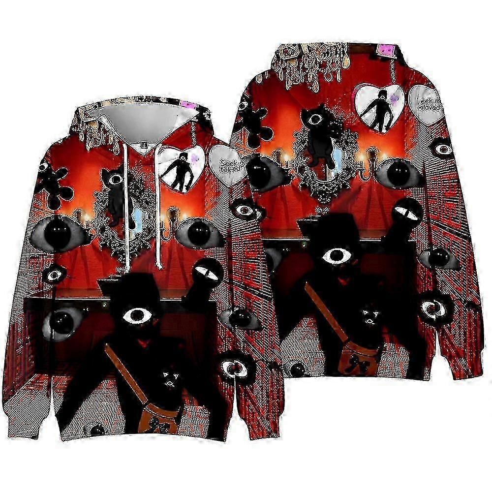 Roblox Portas Impresso Casual Drawstring Hoodies com bolsos com capuz Pullover Jumper Sweatshirt Tops para meninos meninas fãs