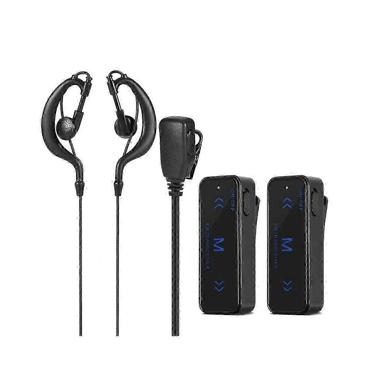 2-Piece Mini Walkie Talkie Set with 400-470MHz Frequency Range, USB-Powered 3W Transceiver and Earpiece Headset