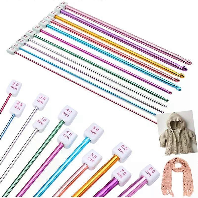 11Pcs/pack Colorful Iron 27cm Crochet Hooks Tunisian Afghan Knitting Needles Set Household Handmade Knitting Crochet Tool
