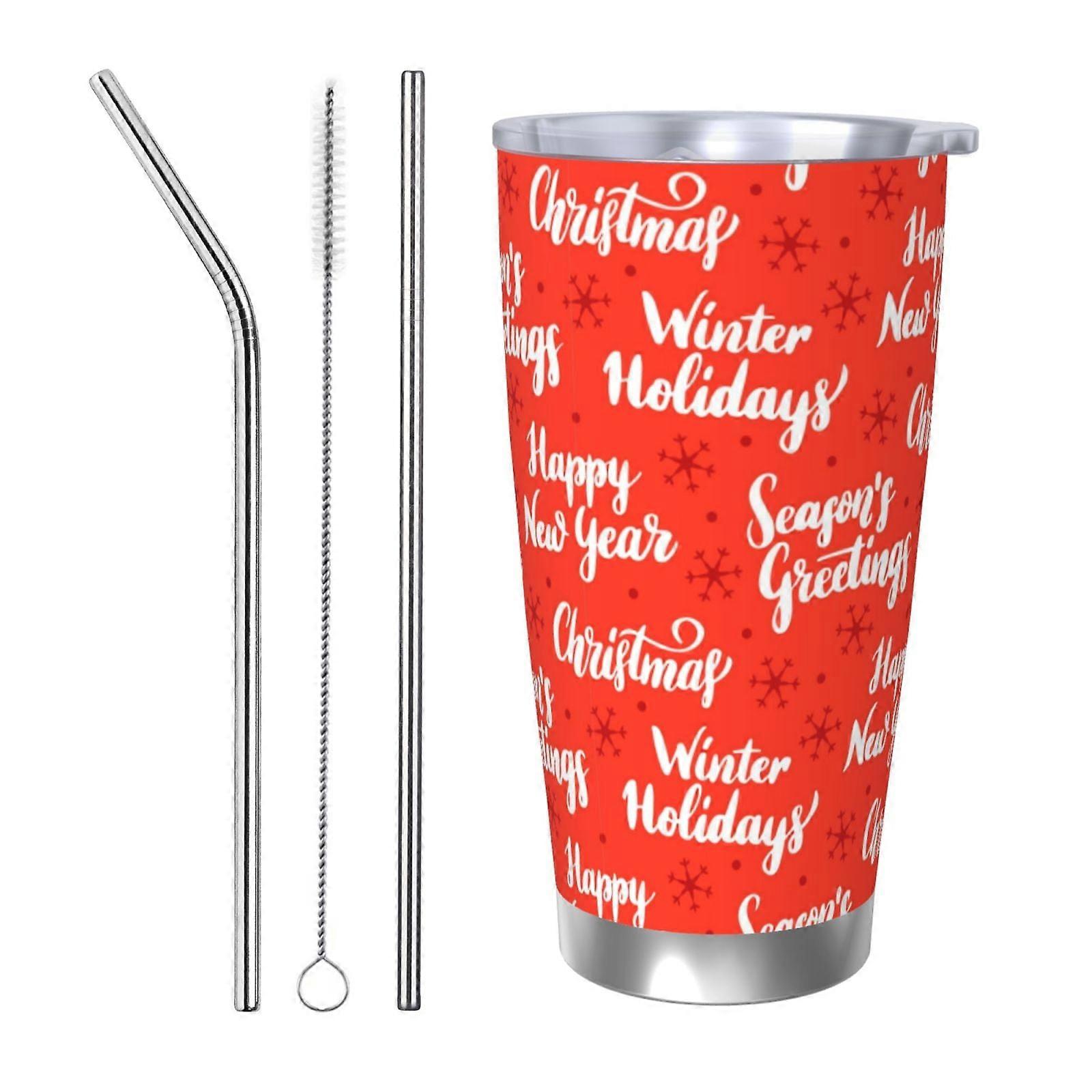 Tasse à café isotherme portable en acier inoxydable avec couvercle, 59 cl, « Bonne année 2025 »