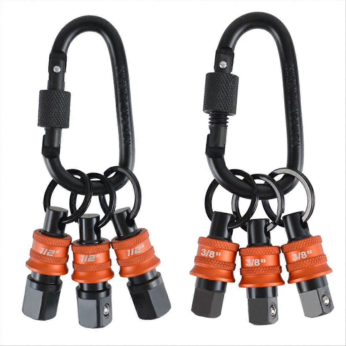 1/2 3/8 Inch Keychain Socket Hexagonal Shank Drill Bit Holder for Impact Drill Nut Driver Carabiner