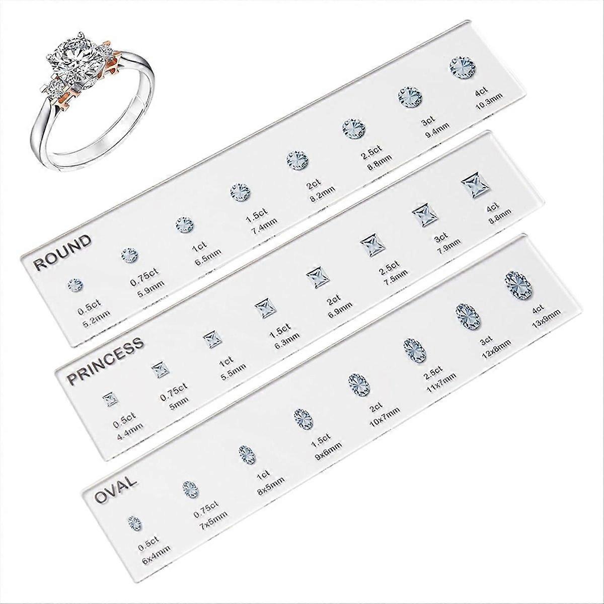 Ring Sizer Set, Gem Measuring Tool, 7.9x1.9in Finger Sizing Gauge