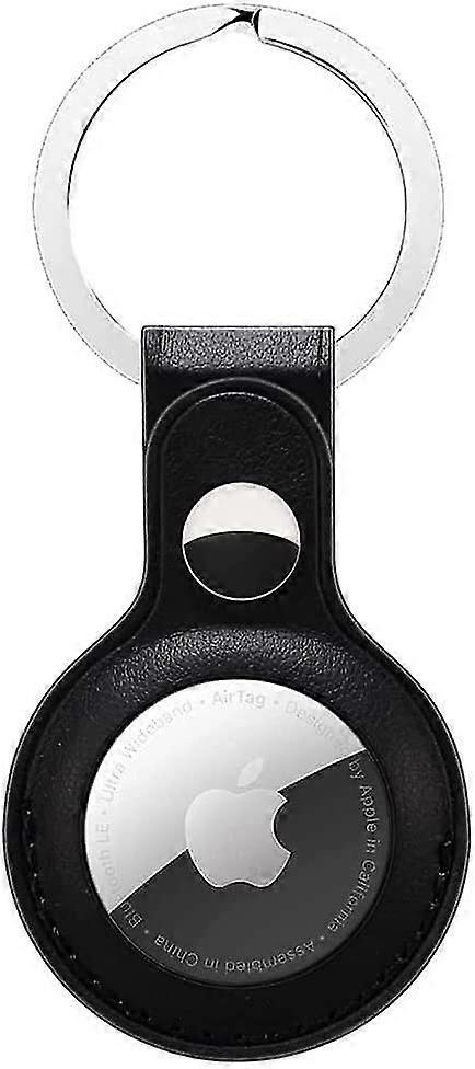 Protective Leather Airtags Case Tracker Cover With Air Tag Holder Airtag Key Ring Compatible With Apple New Airtag Dog Collar  (black)