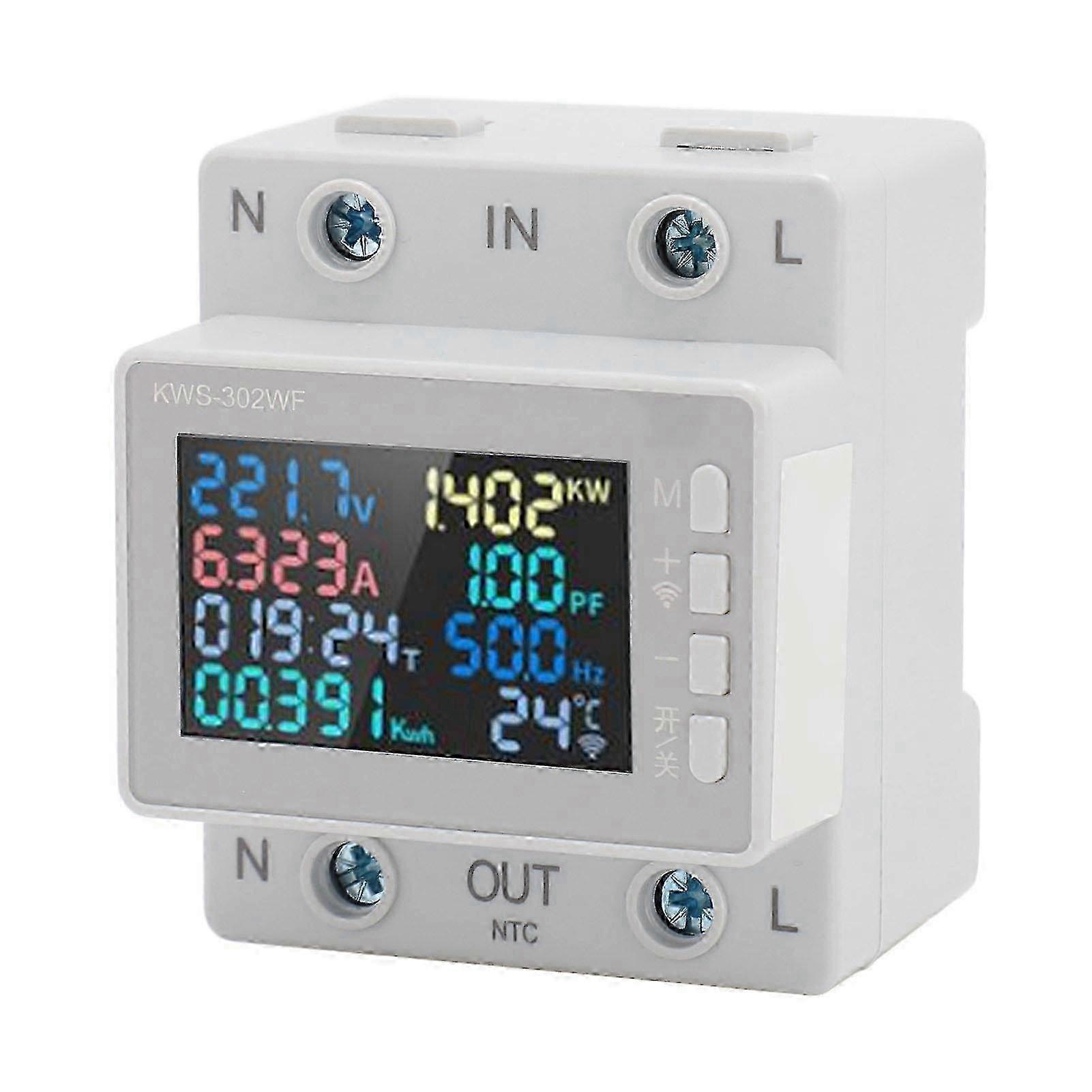 Voltage Ammeter Professional High Accuracy WiFi Mobile Remote Control Electricity Tester with Power Failure Protection 63A 170‑270V