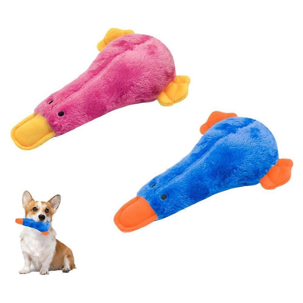 2-piece duck and dog plush toy set, with built-in squeak, durable chew toy, suitable for multiple dog breeds.