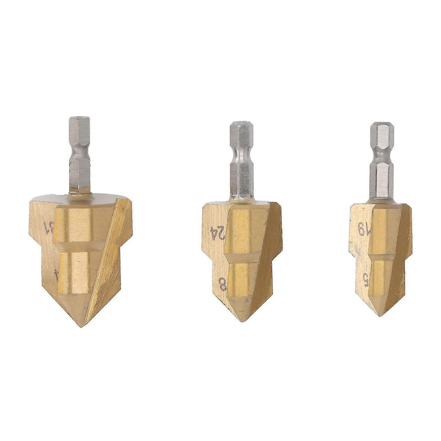 3PCS Set Pipe Reaming Drill Bit Set Hex Shank PPR High Speed Steel Pipe Reamer Bit