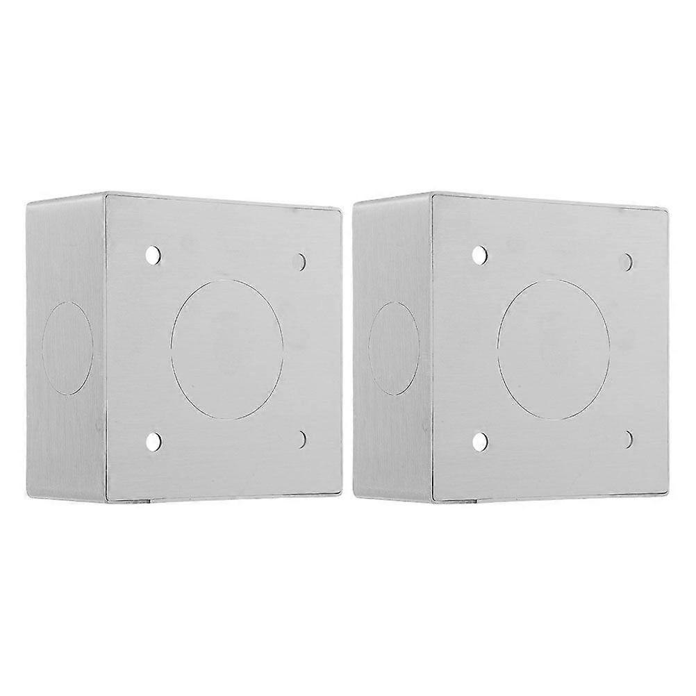 2pcs 86 Type Stainless Steel Surface Mount Box For Wall Switch And Socket Panel Fireproof Electrical Junction Box