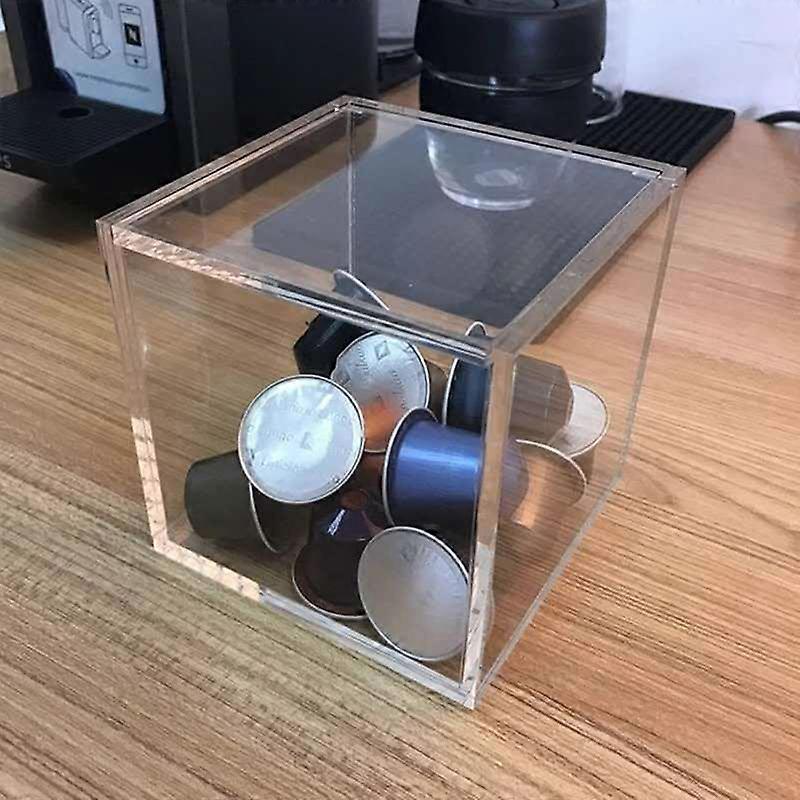 Acrylic Capsule Coffee Storage Box Holder Transparent Dustproof Case With Lid