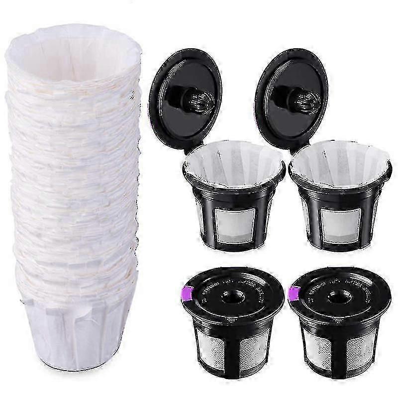 Eco-Friendly Reusable K Cups with 100 Paper Filters & 4 Pods, Compatible with 1.0 Coffee Brewers