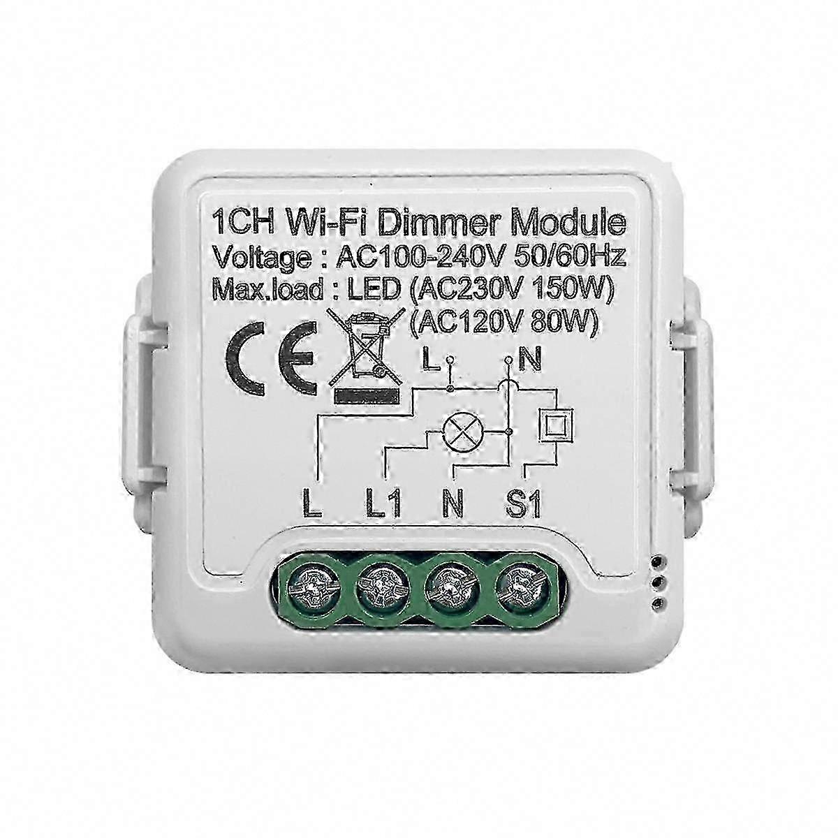 Tuya Wifi Smart Dimmer Modul 10a 2-vägskontroll 1-gängs kompatibel för Google Home Alexa