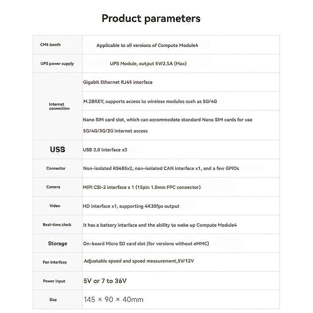 Waveshare CM4 Industrial Expansion Module with UPS Module 4G Module CM4-IO-WIRELESS-BASE for Raspberry Pi CM4 US Plug