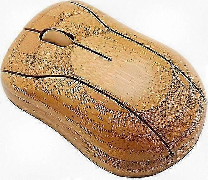 Wireless Optical Bamboo Mouse with USB Receiver for Laptops and Computers