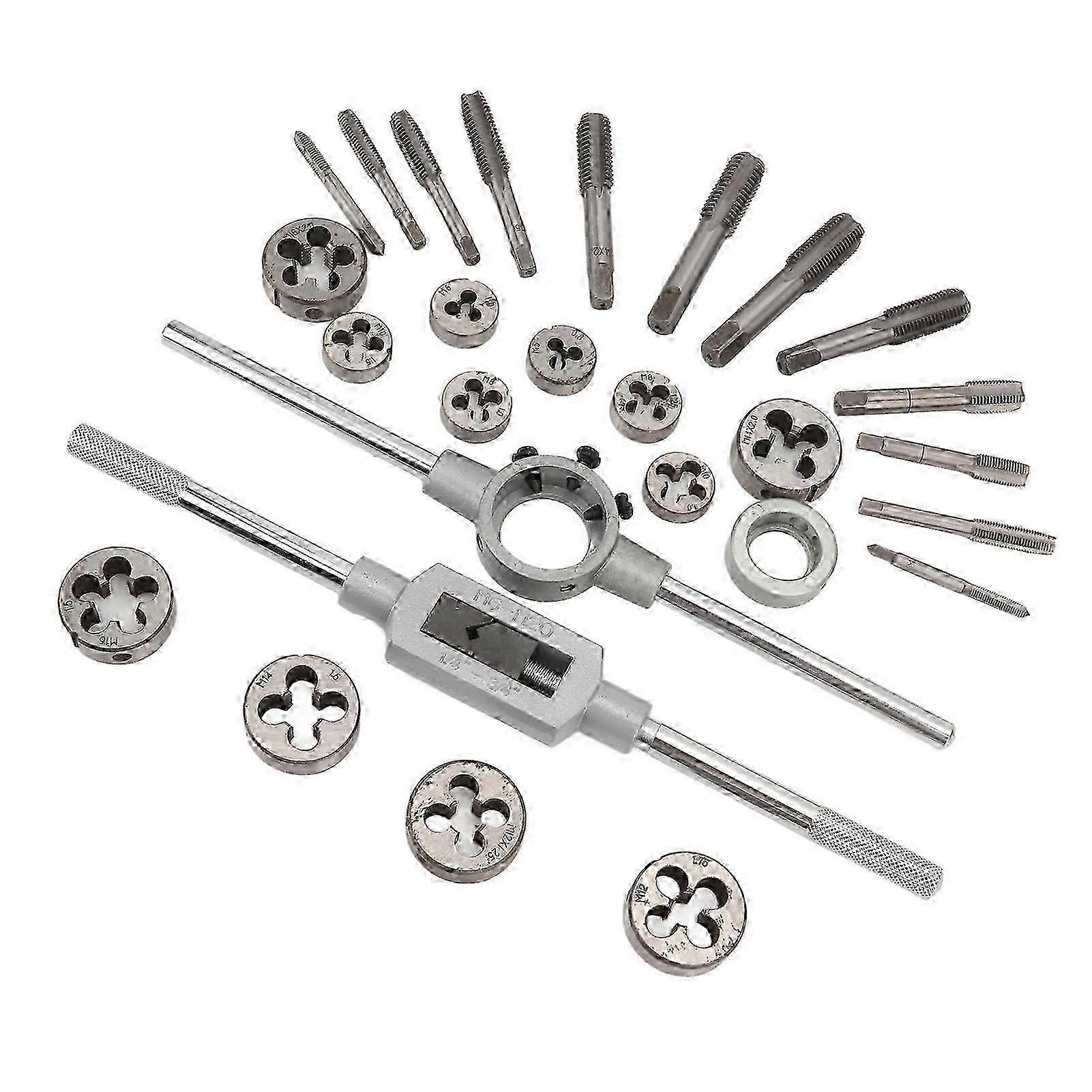 Tap Die Set Metric M5?M16 Coarse Fine Teeth Threading Tool Kit with Complete Accessories