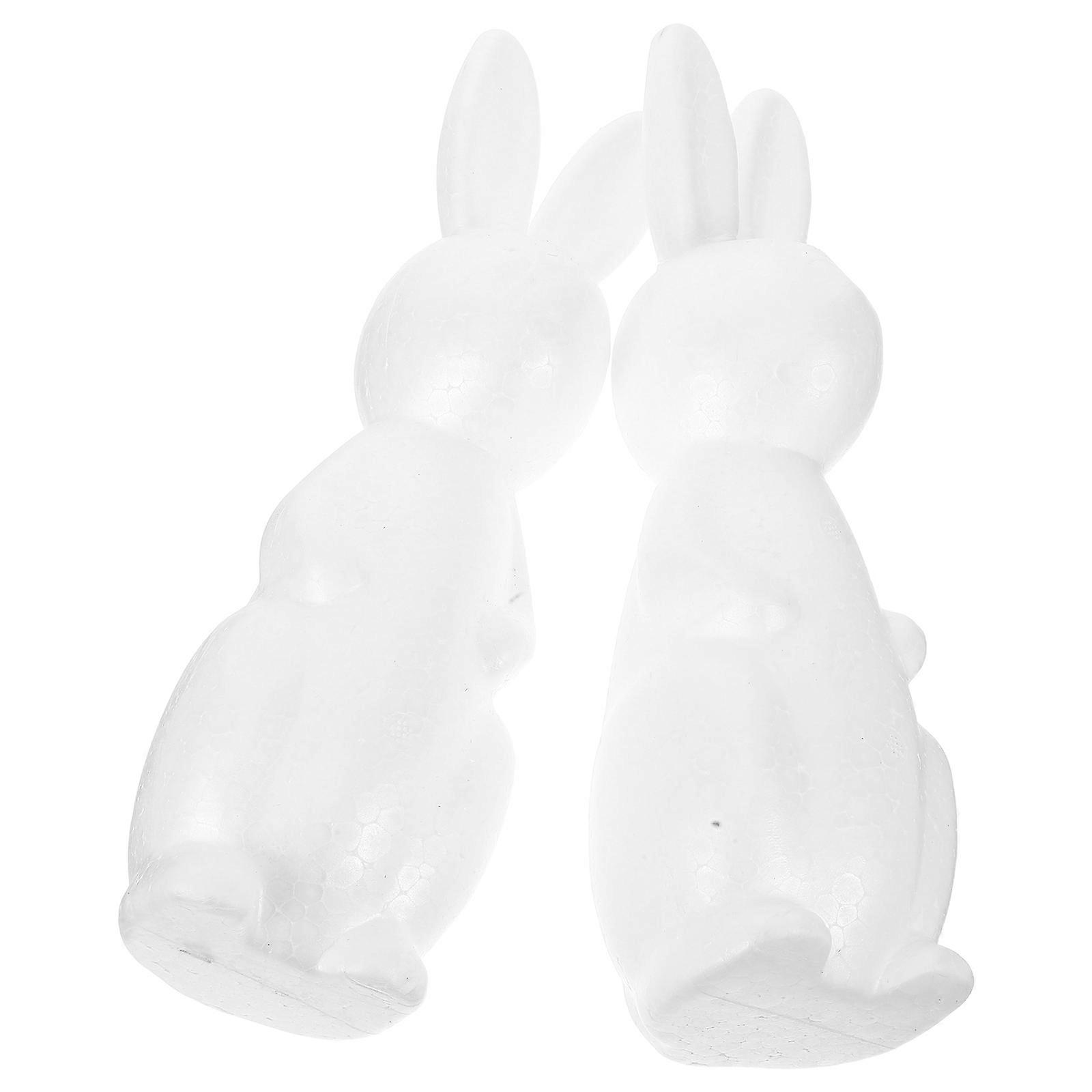 2Pcs Foam Rabbit Craft for DIY Painting White Polystyrene Bunny Shapes