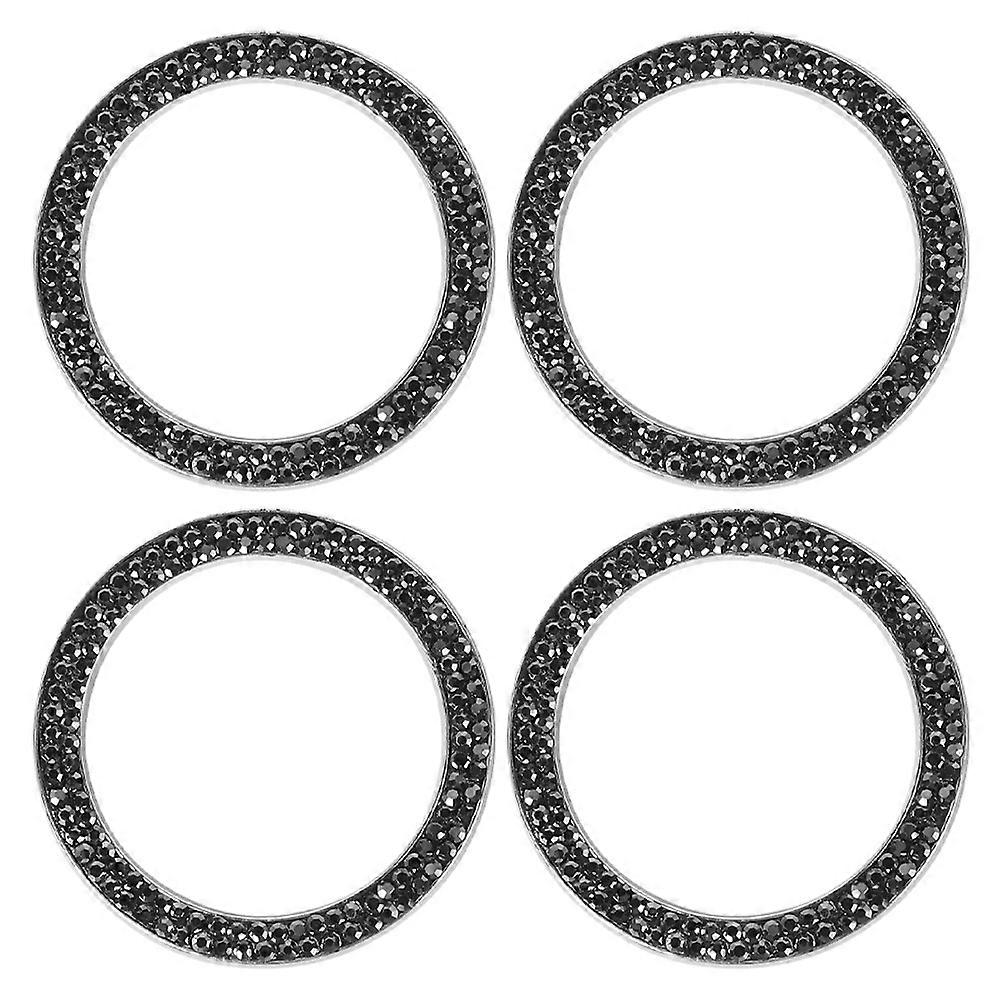 Car Ignition Button Ring with Rhinestone Decoration in 4Pcs Elegant Covers