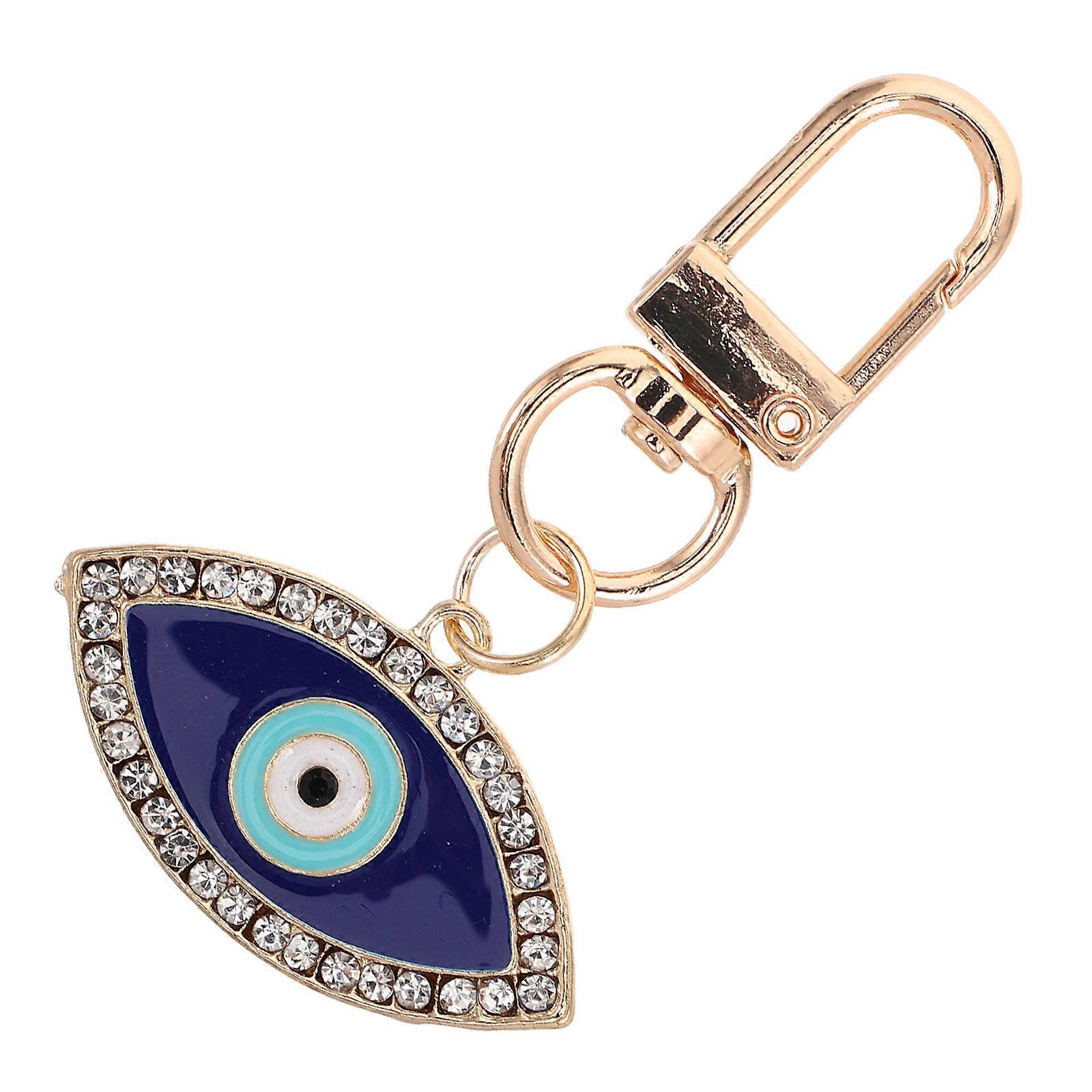 Blue Evil Eye Pendant Rhinestone Keychain for Decor